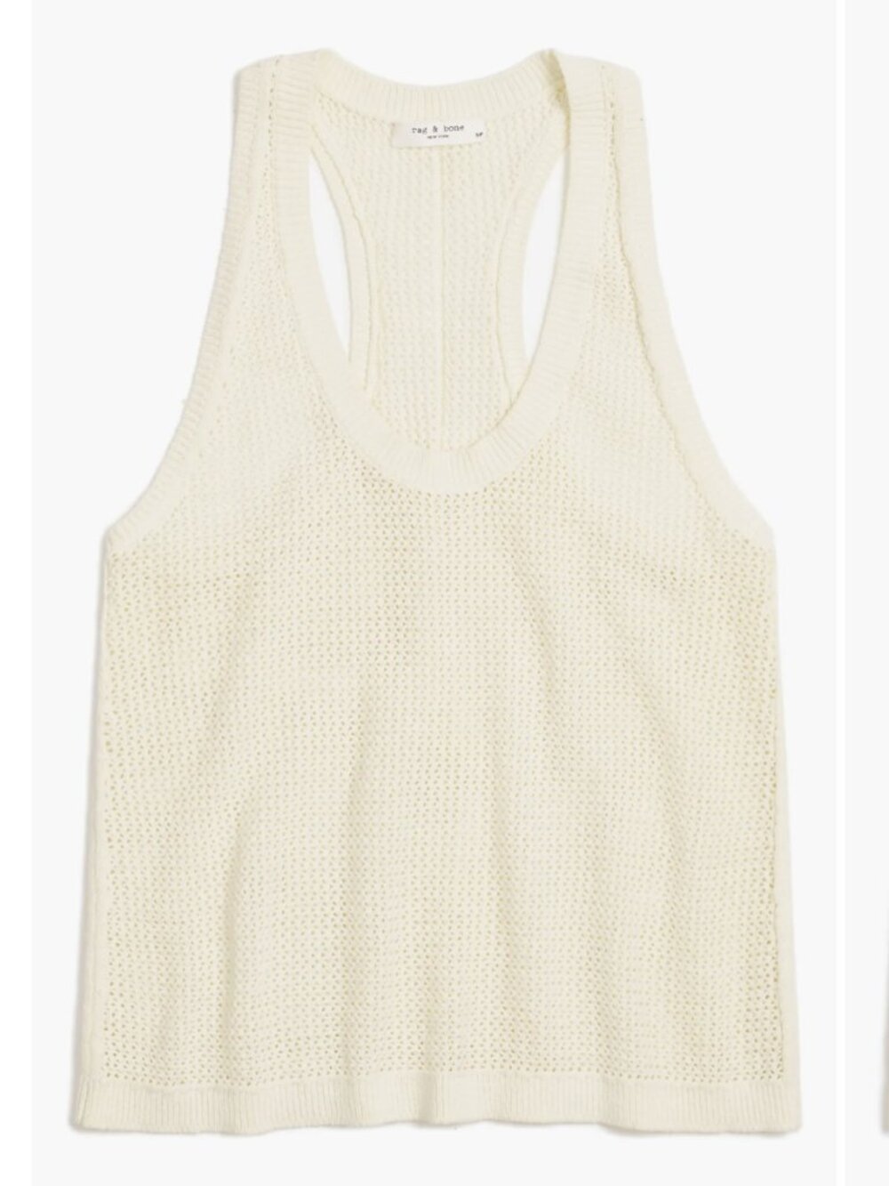 Never Worn Rag & Bone Jacy Cotton Mesh Racerback Tank, Ivory, XXS, $225